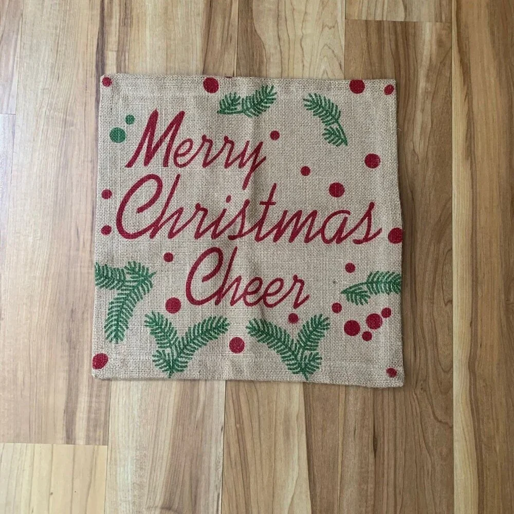 Farmhouse 100% Jute Holiday Christmas Placemats Set 2 13.5 x 13.5 Square Burlap